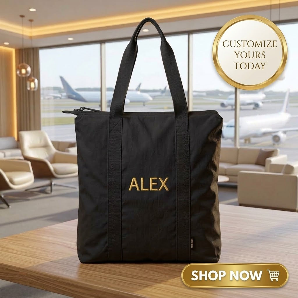 Personalized Nomad Carry-All Travel Tote – Custom Name Zip Shoulder Bag | ELYSI