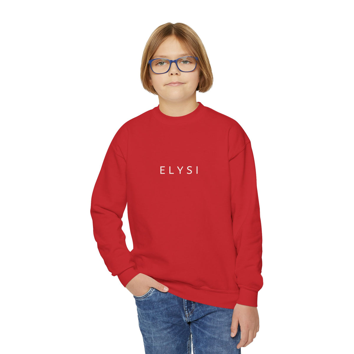 Elysí Youth Crewneck Sweatshirt -Minimal White Logo | Cozy Casual Kids Pullover