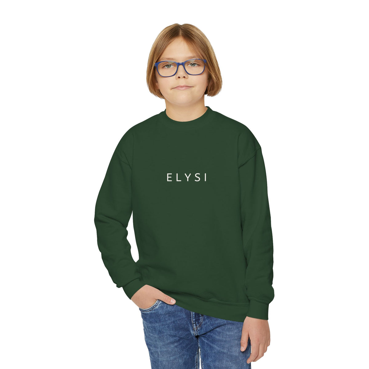 Elysí Youth Crewneck Sweatshirt -Minimal White Logo | Cozy Casual Kids Pullover