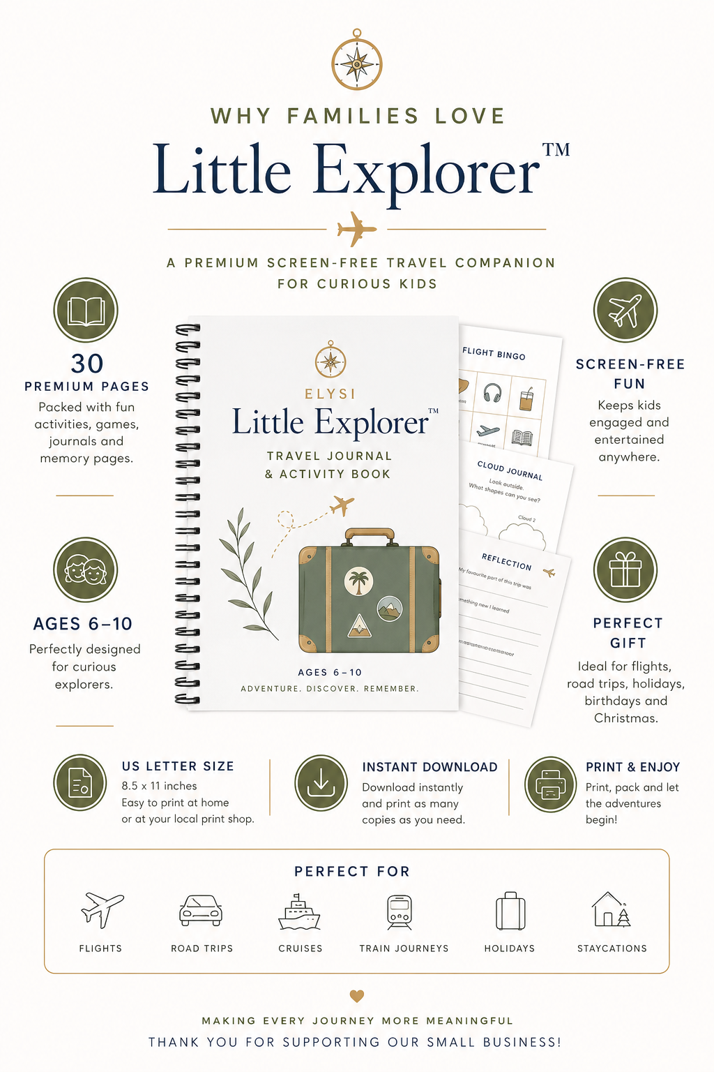 Kids Travel Activity Book | Travel Journal for Kids | Road Trip Activity Book