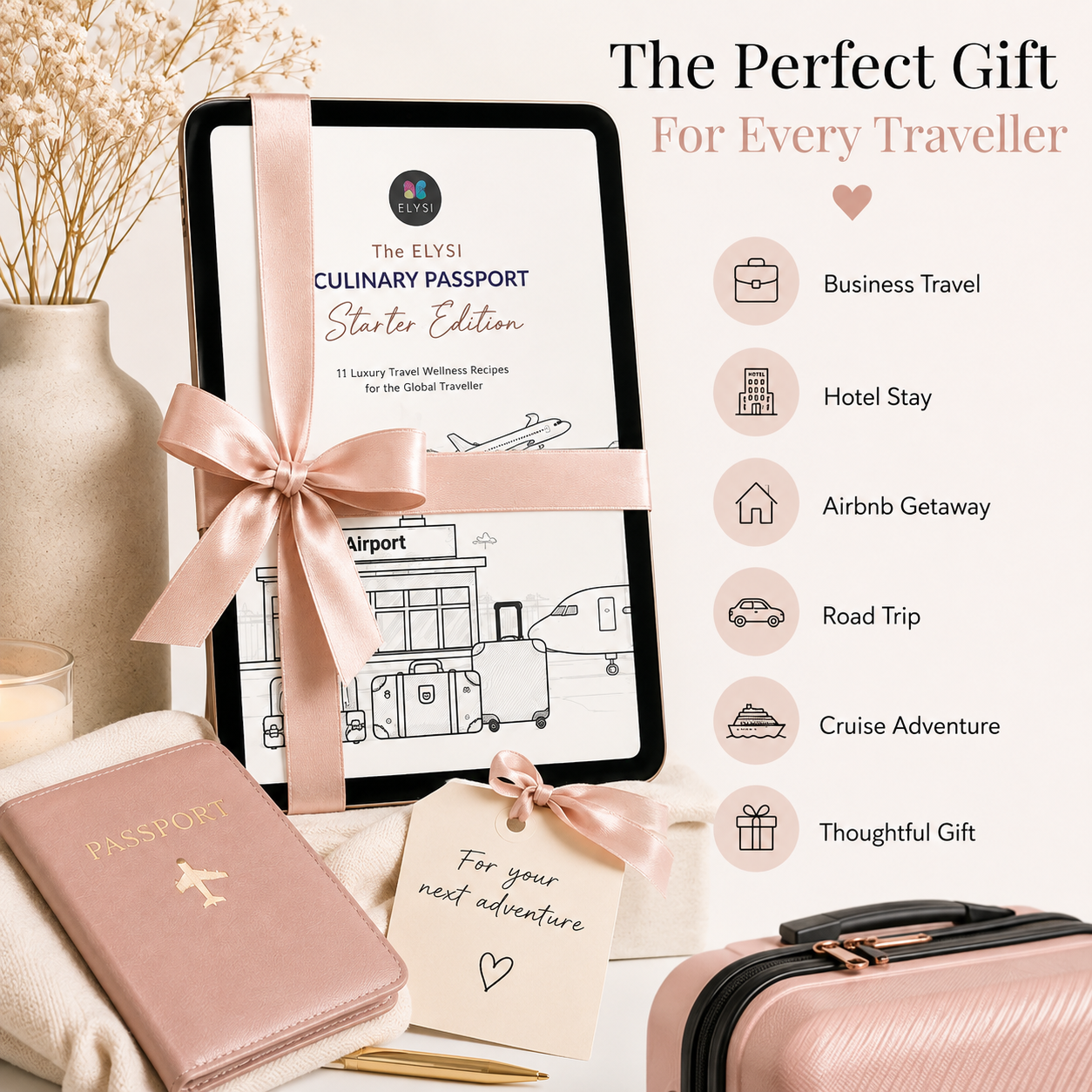 Travel Recipe Book Gift | Hotel & Airbnb Healthy Meal Guide | Vacation Wellness Cookbook | 11 Travel Recipes | Digital PDF