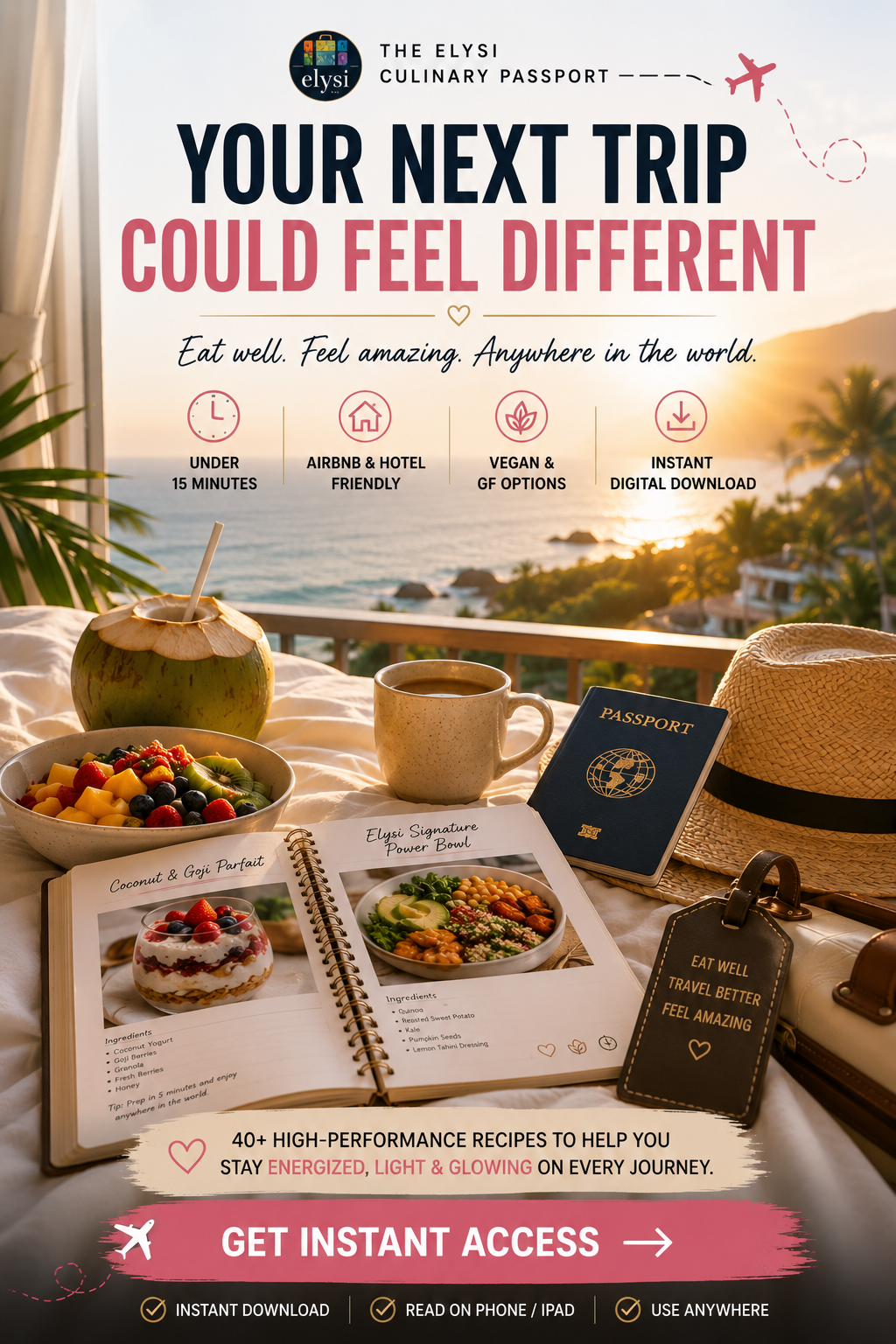 The Jet Lag Glow-Up ✈️ | 40 Healthy Travel Recipes for Airbnb, Hotels & Wellness Travelers