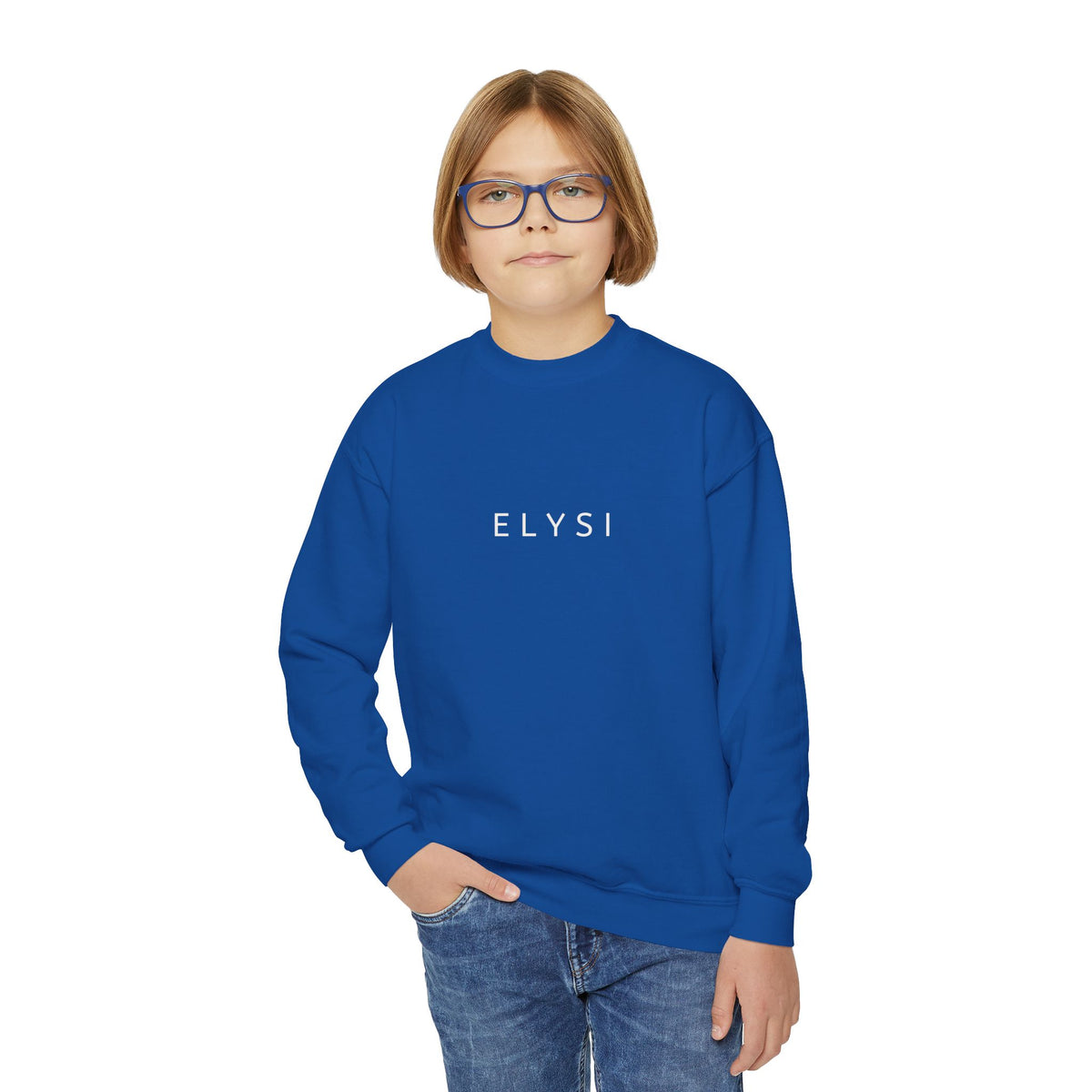 Elysí Youth Crewneck Sweatshirt -Minimal White Logo | Cozy Casual Kids Pullover