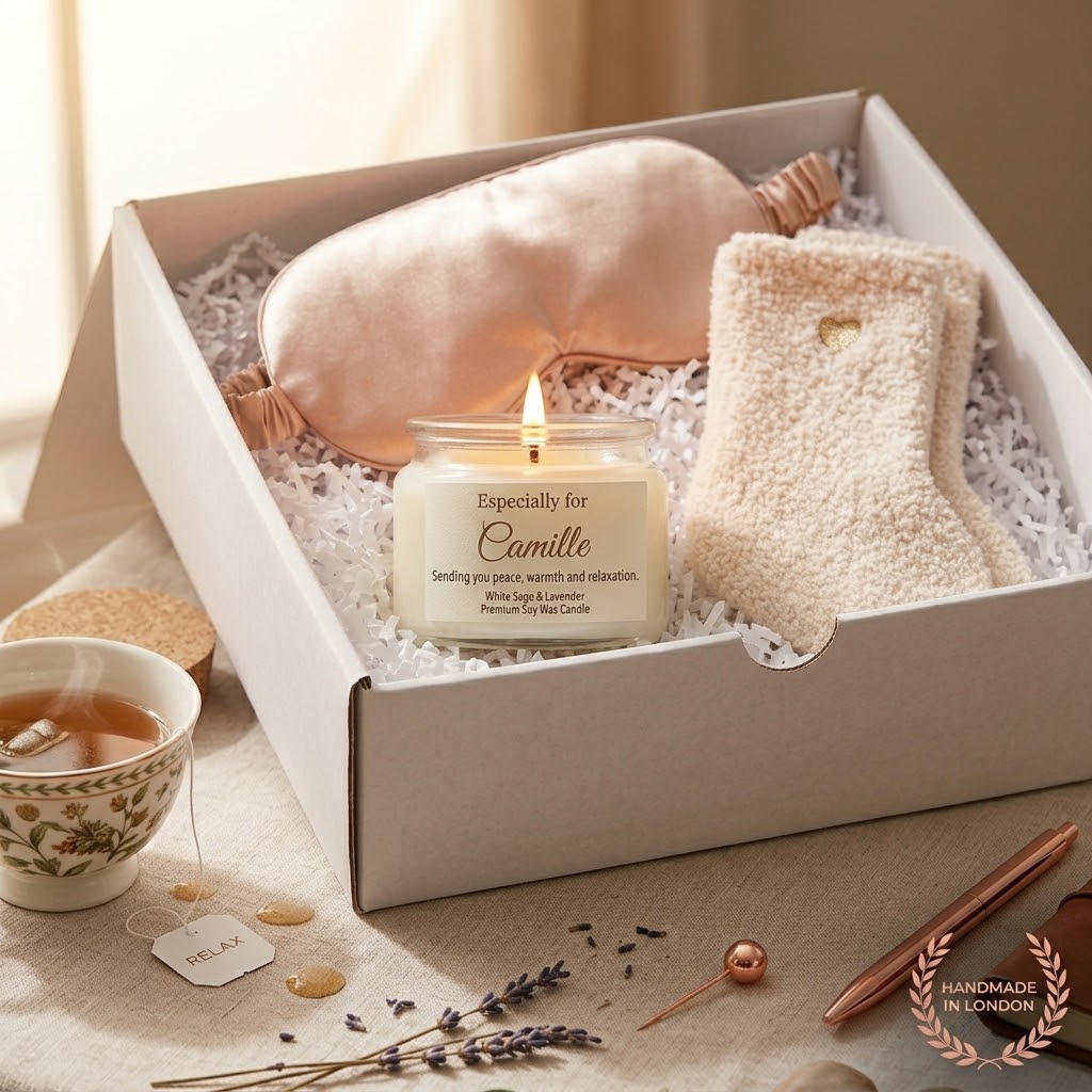 Personalized Self-Care Gift Set | Soy Candle, Eye Mask & Socks