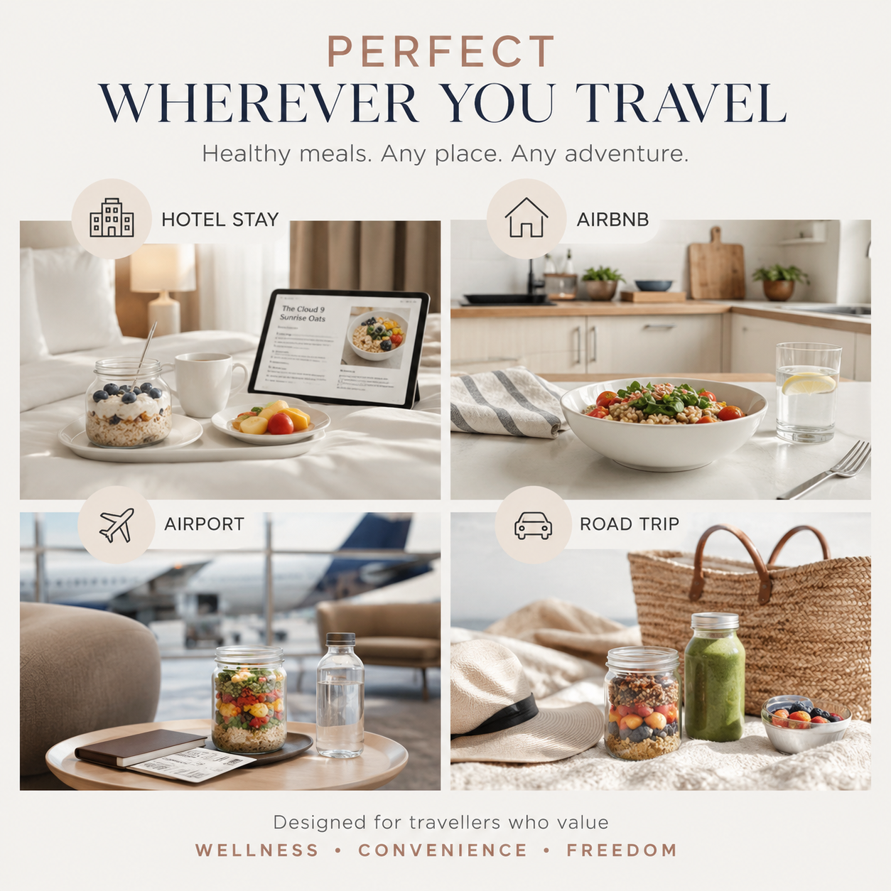 Travel Recipe Book Gift | Hotel & Airbnb Healthy Meal Guide | Vacation Wellness Cookbook | 11 Travel Recipes | Digital PDF