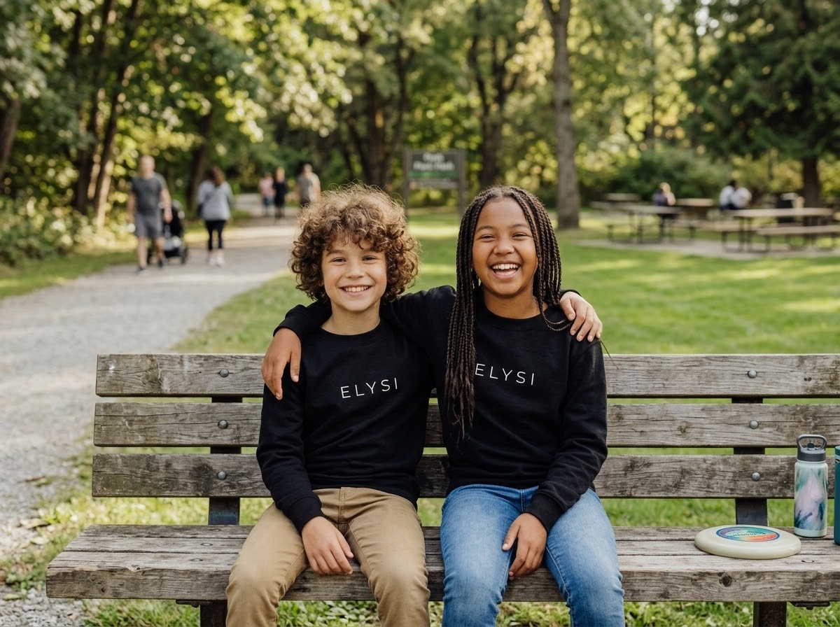 Elysí Youth Crewneck Sweatshirt -Minimal White Logo | Cozy Casual Kids Pullover