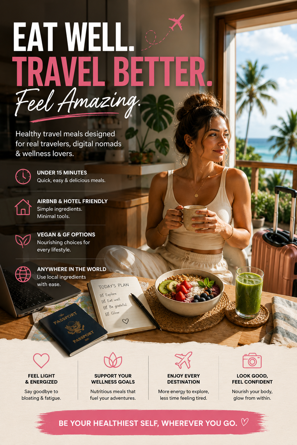 The Jet Lag Glow-Up ✈️ | 40 Healthy Travel Recipes for Airbnb, Hotels & Wellness Travelers