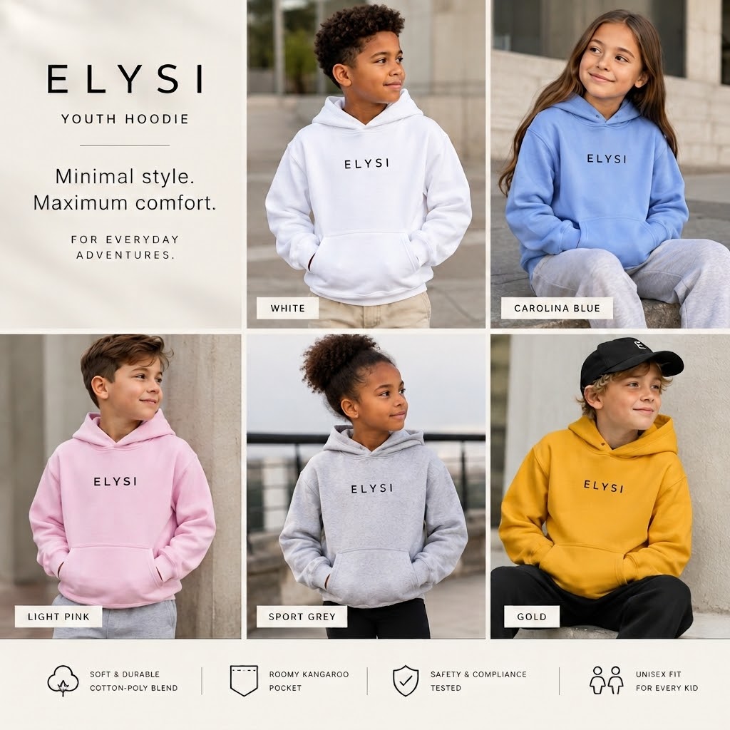 ELYSI Youth Hoodie | Unisex Kids Pullover Sweatshirt