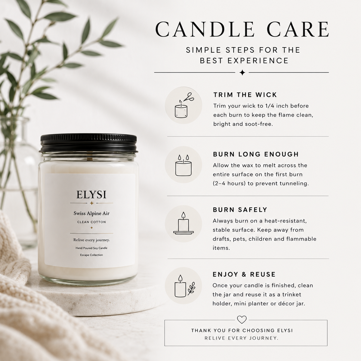 Clean Cotton Candle | Soy Scented Candle | Swiss Alpine Candle