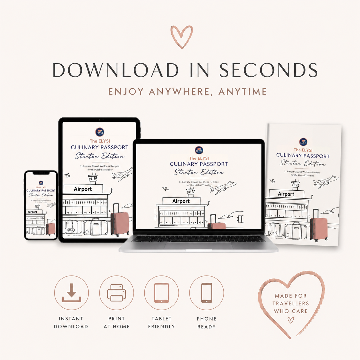 Travel Recipe Book Gift | Hotel & Airbnb Healthy Meal Guide | Vacation Wellness Cookbook | 11 Travel Recipes | Digital PDF
