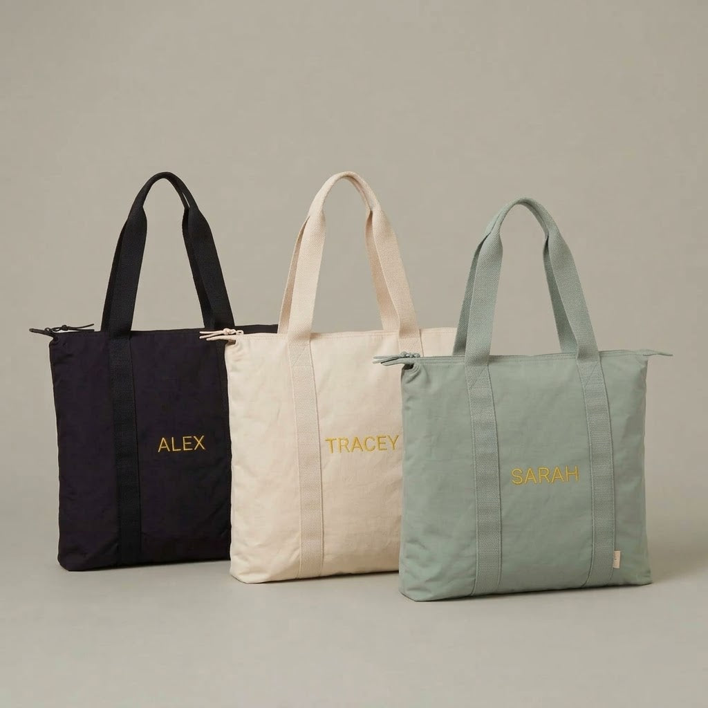 Personalized Nomad Carry-All Travel Tote – Custom Name Zip Shoulder Bag | ELYSI