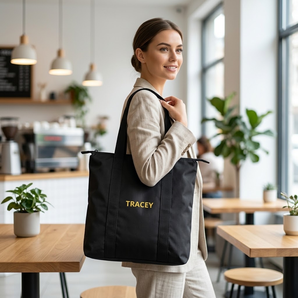 Personalized Nomad Carry-All Travel Tote – Custom Name Zip Shoulder Bag | ELYSI