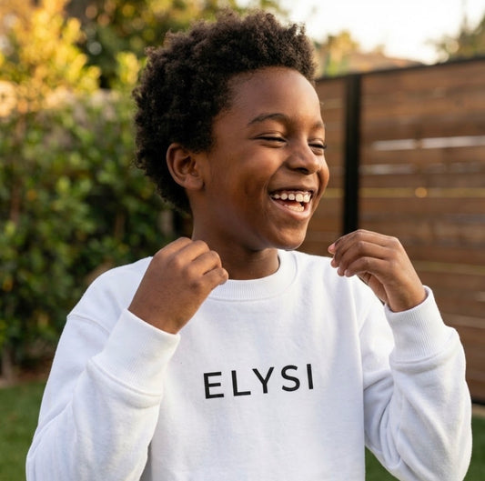 ELYSI Unisex Youth Crewneck Sweatshirt - Cozy, Minimalist Pullover for Kids | Available in 3 Colors