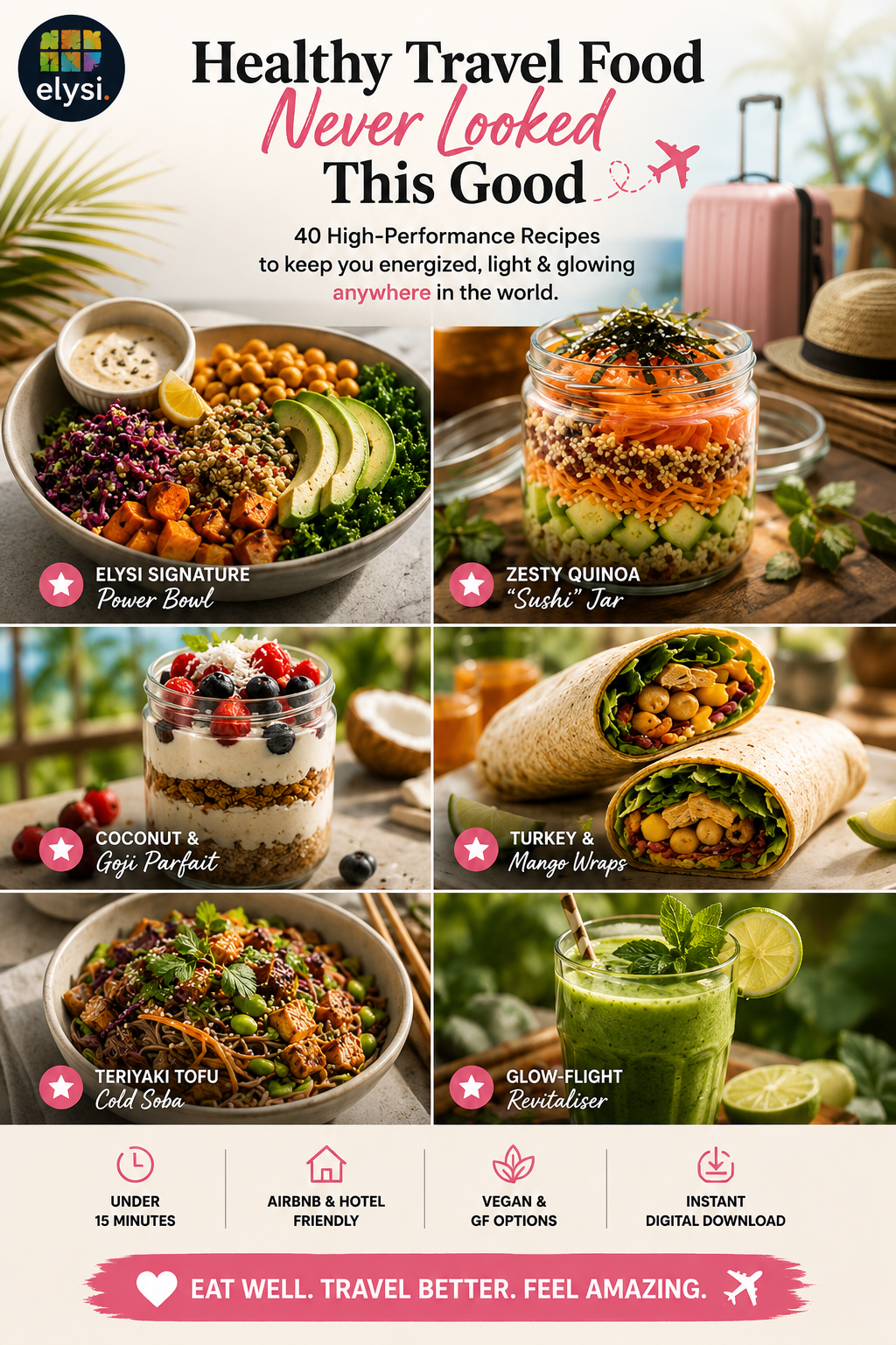 The Jet Lag Glow-Up ✈️ | 40 Healthy Travel Recipes for Airbnb, Hotels & Wellness Travelers